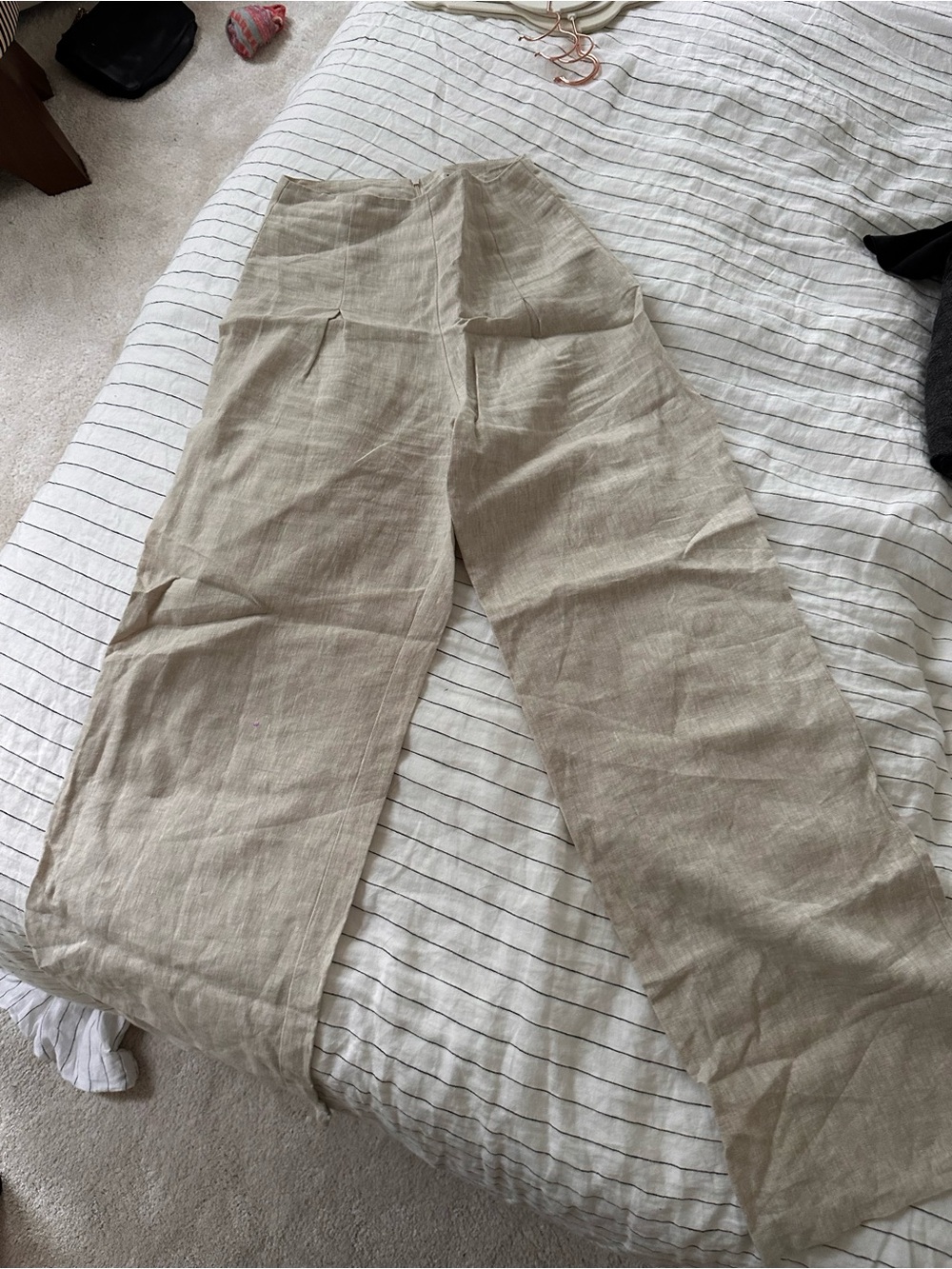 Reformation Natural Beige High-Rise Wide-Leg Pants